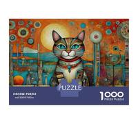 1000 Piece Jigsaw Puzzles for Teenagers Jigsaw Cat in A Colorful World Jigsaw Puzzle Brain Teaser Game Home Decoration Deal As Gifts for The Whole Family 52x38cm/1000pcs