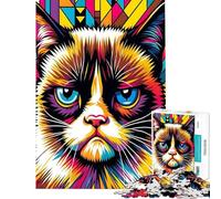 1000 Piece Jigsaw Puzzles for Teenagers Jigsaw Cat Meme Puzzle for Adults Toy Wall Decor Improve Memory Stress Reduction Gifts (Size 38x26cm)