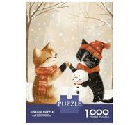 1000 Piece Jigsaw Puzzles for Teenagers Jigsaw Cats Building Snowman Jigsaw Hands-on Game Hand Speed Race Deal As Gifts for The Whole Family 70x50cm/1000pcs