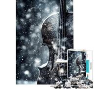 1000 Piece Jigsaw Puzzles for Teenagers Jigsaw Cello in The Snow Teenager Puzzles Hands-on Game Difficult Hard Help The Brain Exercise (Size 75x50cm)