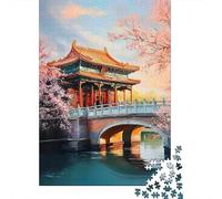 1000 Piece Jigsaw Puzzles for Teenagers Jigsaw Cherry Blossom Temple Reflections Adult Puzzles Relax Games Presents for Women Help The Brain Exercise 52x38cm/1000pcs