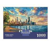 1000 Piece Jigsaw Puzzles for Teenagers Jigsaw Chicago Skyline Painting Adult Jigsaw Puzzle Hands-on Game For Family Fun Help The Brain Exercise 70x50cm/1000pcs