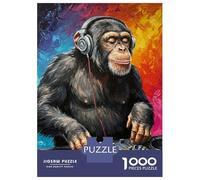 1000 Piece Jigsaw Puzzles for Teenagers Jigsaw Chimpanzee DJ Painting Jigsaw Hands-on Game Hand Speed Race Deal As Gifts for The Whole Family 38x26cm/1000pcs