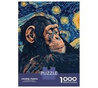 1000 Piece Jigsaw Puzzles for Teenagers Jigsaw Chimpanzee in Starry Night Style Puzzles for Adults Anti-Stress Toys Presents for Women for Birthday, Chrismas 70x50cm/1000pcs