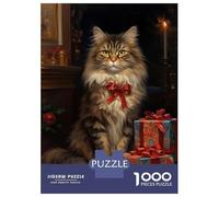 1000 Piece Jigsaw Puzzles for Teenagers Jigsaw Christmas Maine Coon Cat Adult Jigsaw Hands-on Game Enhance Memory Stress Reduction Gifts 52x38cm/1000pcs