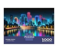 1000 Piece Jigsaw Puzzles for Teenagers Jigsaw City Lights Reflections Jigsaw Relaxing Games Birthday Present Stress Reduction Gifts 70x50cm/1000pcs