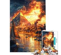 1000 Piece Jigsaw Puzzles for Teenagers Jigsaw Cityscape with Pyramid And Sailboat Puzzles for Adults Anti-Stress Toys But Fun And Humorous Stress Reduction Gifts (Size 38x52cm)