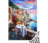 1000 Piece Jigsaw Puzzles for Teenagers Jigsaw Coastal Sunset Dinner Scene Puzzle for Adults Relax Games Home Decoration Stress Reduction Gifts 52x38cm/1000pcs