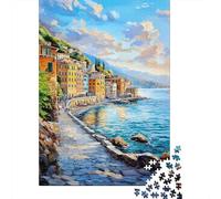 1000 Piece Jigsaw Puzzles for Teenagers Jigsaw Coastal Village Sunset Painting Jigsaw Hands-on Game Hand Speed Race Deal As Gifts for The Whole Family 70x50cm/1000pcs