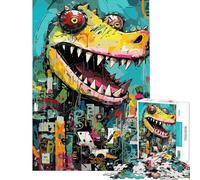 1000 Piece Jigsaw Puzzles for Teenagers Jigsaw Colorful Dinosaur Art Puzzles for Adults Fun Games Wall Art Help The Brain Exercise (Size 38x26cm)