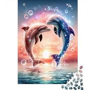 1000 Piece Jigsaw Puzzles for Teenagers Jigsaw Colorful Dolphins Sunset Jigsaw Hands-on Game Hand Speed Race Deal As Gifts for The Whole Family 38x26cm/1000pcs
