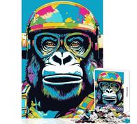1000 Piece Jigsaw Puzzles for Teenagers Jigsaw Colorful Gorilla Pilot Portrait Brain Teaser Game for The Whole Family Toy Wall Decor Parent-child Interaction (38x52cm)