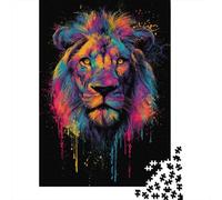 1000 Piece Jigsaw Puzzles for Teenagers Jigsaw Colorful Lion Art Print Jigsaw Hands-on Game Hand Speed Race Deal As Gifts for The Whole Family 52x38cm/1000pcs