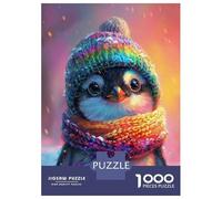 1000 Piece Jigsaw Puzzles for Teenagers Jigsaw Colorful Penguin Winter Hat Puzzle for Adults Relax Games Home Decoration Stress Reduction Gifts 52x38cm/1000pcs