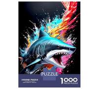 1000 Piece Jigsaw Puzzles for Teenagers Jigsaw Colorful Shark Wall Art Print Jigsaw Relaxing Games Birthday Present Stress Reduction Gifts 38x26cm/1000pcs