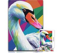 1000 Piece Jigsaw Puzzles for Teenagers Jigsaw Colorful Swan Pop Art Illustration Beautiful Design Game Difficult Hard Art Work Gift Size 38x26cm