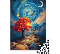 1000 Piece Jigsaw Puzzles for Teenagers Jigsaw Colorful Trees with Spiral Sky Jigsaw Relaxing Games A Work of Art Unique Birthday And Gifts 38x26cm/1000pcs