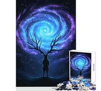 1000 Piece Jigsaw Puzzles for Teenagers Jigsaw Cosmic Deer Silhouette Home Decoration Toys Secret Santa Gifts Hands-on Game Help The Brain Exercise Size 50x75cm