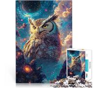 1000 Piece Jigsaw Puzzles for teenagers Jigsaw Cosmic Owl and Planet Space Denkspiel Geschenke für Freunde und Familie52x38cm