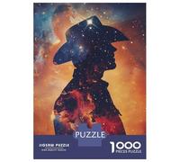 1000 Piece Jigsaw Puzzles for Teenagers Jigsaw Cowboy Galaxy Silhouette Jigsaw Puzzle Brain Teaser Game Home Decoration Deal As Gifts for The Whole Family 52x38cm/1000pcs