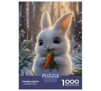 1000 Piece Jigsaw Puzzles for Teenagers Jigsaw Cute Bunny with Carrot in Snowy Forest Teenager Puzzles Relaxing Games For Family Fun Deal As Gifts for The Whole Family 52x38cm/1000pcs