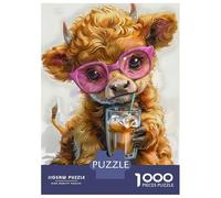 1000 Piece Jigsaw Puzzles for Teenagers Jigsaw Cute Calf Addict Coffe Jigsaw Relaxing Games A Work of Art Unique Birthday And Gifts 52x38cm/1000pcs