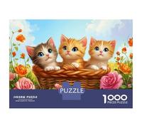 1000 Piece Jigsaw Puzzles for Teenagers Jigsaw Cute Kittens in Basket Jigsaw DIY Toys Home Decoration Unique Birthday And Gifts 70x50cm/1000pcs