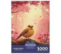 1000 Piece Jigsaw Puzzles for Teenagers Jigsaw Cute Yellow Bird in Pink Forest Jigsaw Puzzle Anti-Stress Toys Wall Decoration for Birthday, Chrismas 52x38cm/1000pcs