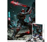 1000 Piece Jigsaw Puzzles for Teenagers Jigsaw Cyberpunk Demon Warrior with Chainsaw Sword Educational Toy Birthday Gift Brain Teaser Game Help The Brain Exercise size 38x26cm