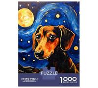 1000 Piece Jigsaw Puzzles for Teenagers Jigsaw Dachshund Starry Night Adult Jigsaw Puzzle Hands-on Game For Family Fun Help The Brain Exercise 38x26cm/1000pcs