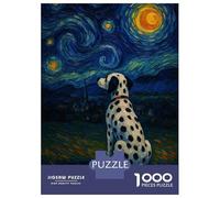 1000 Piece Jigsaw Puzzles for Teenagers Jigsaw Dalmatian Dog in Starry Night Style Jigsaw for Adults Hands-on Game But Fun And Humorous Help The Brain Exercise 38x26cm/1000pcs