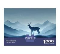 1000 Piece Jigsaw Puzzles for Teenagers Jigsaw Deer Silhouette in Mountain Landscape Puzzles for Adults Toy Wall Decor Stress Reliever Unique Birthday And Gifts 52x38cm/1000pcs