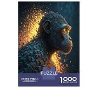 1000 Piece Jigsaw Puzzles for Teenagers Jigsaw Digital Ape with Glowing Eyes Jigsaw Puzzle Brain Teaser Game Home Decoration Deal As Gifts for The Whole Family 38x26cm/1000pcs