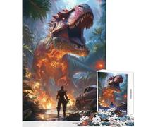 1000 Piece Jigsaw Puzzles for Teenagers Jigsaw Dinosaur Confrontation Brain Teaser Game for The Whole Family Toy Wall Decor Parent-child Interaction (38x52cm)