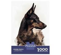 1000 Piece Jigsaw Puzzles for Teenagers Jigsaw Doberman with Forest Background Teenager Puzzles Hands-on Game Wall Decoration Unique Birthday And Gifts 38x26cm/1000pcs