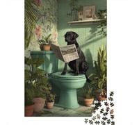 1000 Piece Jigsaw Puzzles for Teenagers Jigsaw Dog Reading Newspaper in Bathroom Jigsaw Hands-on Game Hand Speed Race Deal As Gifts for The Whole Family 52x38cm/1000pcs