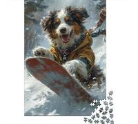 1000 Piece Jigsaw Puzzles for Teenagers Jigsaw Dog Snowboarding Adventure Jigsaw Hands-on Game Hand Speed Race Deal As Gifts for The Whole Family 52x38cm/1000pcs