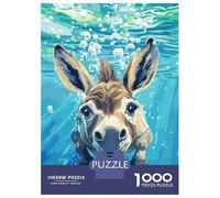 1000 Piece Jigsaw Puzzles for Teenagers Jigsaw Donkey Swimming Underwater Illustration Puzzle for Adults Relax Games Home Decoration Stress Reduction Gifts 52x38cm/1000pcs
