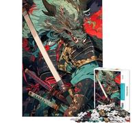 1000 Piece Jigsaw Puzzles for Teenagers Jigsaw Dragon Samurai Warrior Illustration Teenager Puzzles Hands-on Game Difficult Hard Help The Brain Exercise (Size 75x50cm)