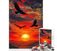 1000 Piece Jigsaw Puzzles for Teenagers Jigsaw Eagles Flying over Sunset Landscape Toy Wall Decor Birthday Gifts Educational Game Help The Brain Exercise Size 38x26cm