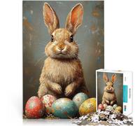1000 Piece Jigsaw Puzzles for teenagers Jigsaw Easter Bunny with Eggs Brain Teaser Every Piece is Unique - Challenging Family Fun Game 26x38cm