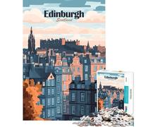 1000 Piece Jigsaw Puzzles for Teenagers Jigsaw Edinburgh, Scotland Cityscape Illustration Challenging Game Toys Fun Games A Work of Art Gifts Ideas (Size 38x26cm)