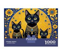 1000 Piece Jigsaw Puzzles for Teenagers Jigsaw Elegant Black Cats with Sunflowers Jigsaw Hands-on Game Hand Speed Race Deal As Gifts for The Whole Family 38x26cm/1000pcs