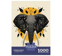 1000 Piece Jigsaw Puzzles for Teenagers Jigsaw Elephant Vector Portrait with Golden Abstract Circle Adult Jigsaw Anti-Stress Toys Difficult Challenge for Birthday, Chrismas 52x38cm/1000pcs