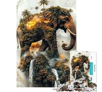 1000 Piece Jigsaw Puzzles for Teenagers Jigsaw Elephant's Sacred Domain Jigsaw for Adults Fun Games Perfect Decoration for Birthday, Chrismas (Size 38x26cm)