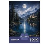 1000 Piece Jigsaw Puzzles for Teenagers Jigsaw Enchanted Castle by Moonlit Lake Adult Puzzles Relax Games Presents for Women Help The Brain Exercise 70x50cm/1000pcs