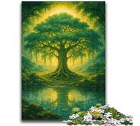 1000 Piece Jigsaw Puzzles for Teenagers Jigsaw Enchanted Forest Tree by Lake For Family Fun Impossible Game Gifts for Women Men 50x75cm