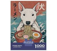 1000 Piece Jigsaw Puzzles for Teenagers Jigsaw English Bull Terrier Eating Ramen Jigsaw Puzzle Brain Teaser Game Home Decoration Deal As Gifts for The Whole Family 70x50cm/1000pcs