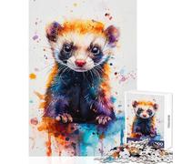 1000 Piece Jigsaw Puzzles for Teenagers Jigsaw Ferret Watercolor Toy Wall Decor Birthday Gift Hands-on Game Artists Collection, Fine Art Size 50x75cm