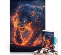 1000 Piece Jigsaw Puzzles for teenagers Jigsaw Fiery Black Lion Stress Relief for is ideal as a gift for the whole family 50x70cm